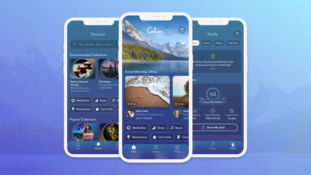 Calm app interface